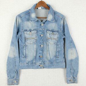 Vintage Jean Jacket Womens Small Blue Stone Wash Heavyweight Denim 90S Y2K